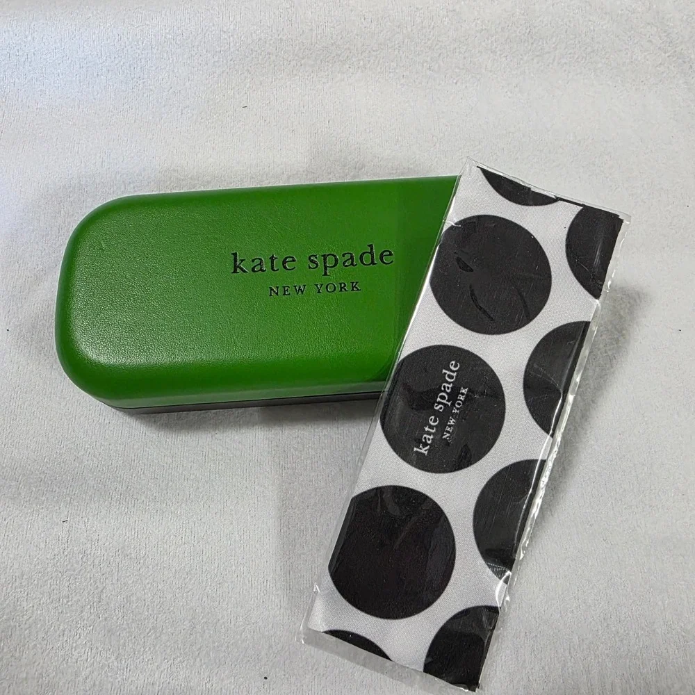 Kate Spade Sunglasses Hard Case Green Black Clam Shell‎ With Microfiber Cloth 7